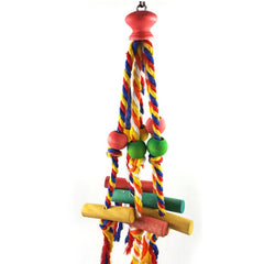 8-Piece Parrot Bird Toy Set – Wooden Chew Toys with Swing, Ball, Bell & Perch