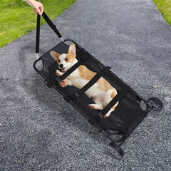 Foldable Pet Stretcher Trolley with Adjustable Shoulder Strap – Waterproof, Heavy-Duty Transport (Max Load 110 lbs)