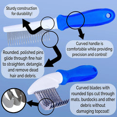 Premium Dog Brush Set – Ball Pin & Bristle Brush, Curved Blade Dematting Comb, Slicker Brush