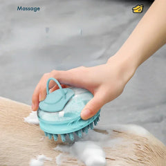 Dog Bath Brush with Soap Dispenser – Silicone Pet Washing & Massage Grooming Brush