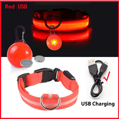 USB LED Glowing Dog Collar with Pendant