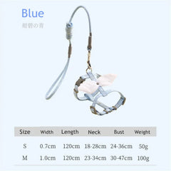 Sweet Angel Wing Cat Harness 120cm Leash Outdoor Cat Dog Harness and Leash Set Water Proof Vest Chest Strap Kitten Accessories