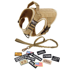 Reflective Dog Harness with 4 Metal Buckles Military Pet Training Vest Harnesses Leash Patches Tactical Large Dogs Accessories