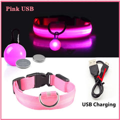 USB LED Glowing Dog Collar with Pendant