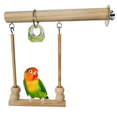 8-Piece Parrot Bird Toy Set – Wooden Chew Toys with Swing, Ball, Bell & Perch