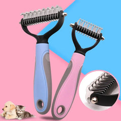 Double-Sided Pet Fur Knot Cutter – Dog & Cat Grooming Shedding Comb Brush