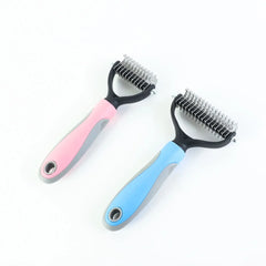 Double-Sided Pet Fur Knot Cutter – Dog & Cat Grooming Shedding Comb Brush