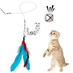 11pcs Cat Feather Toy Replacement Set with Retractable Wand