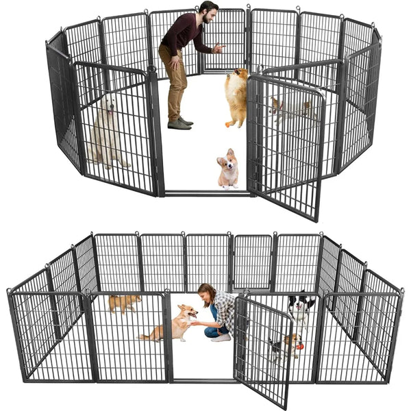 Outdoor Pet Fence Outdoor Dog Fence, 40" Dog Pen Indoor 14 Panels Puppy Playpen Anti-Rust Exercise Pen with Large Door Temporary