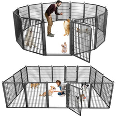 Outdoor Pet Fence Outdoor Dog Fence, 40" Dog Pen Indoor 14 Panels Puppy Playpen Anti-Rust Exercise Pen with Large Door Temporary