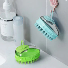 Dog Bath Brush with Soap Dispenser – Silicone Pet Washing & Massage Grooming Brush