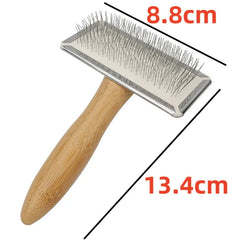 Solid Wood Pet Grooming Comb – Stainless Steel Dog & Cat Brush for Hair Knot Removal & Massage