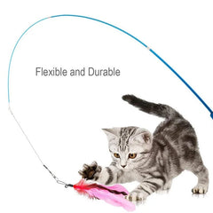 11pcs Cat Feather Toy Replacement Set with Retractable Wand