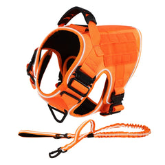 Reflective Dog Harness with 4 Metal Buckles Military Pet Training Vest Harnesses Leash Patches Tactical Large Dogs Accessories