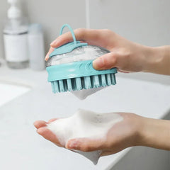 Dog Bath Brush with Soap Dispenser – Silicone Pet Washing & Massage Grooming Brush