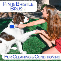 Premium Dog Brush Set – Ball Pin & Bristle Brush, Curved Blade Dematting Comb, Slicker Brush