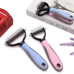 Double-Sided Pet Fur Knot Cutter – Dog & Cat Grooming Shedding Comb Brush