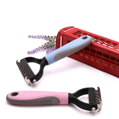 Double-Sided Pet Fur Knot Cutter – Dog & Cat Grooming Shedding Comb Brush