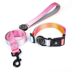 Gradient Color Dog Collar & Leash Set – Luxury Personalized Harness for Small, Medium & Large Dogs