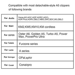Professional Detachable Ceramic Clipper Blade – Compatible with Andis, Oster A5 &amp; Wahl KM Series
