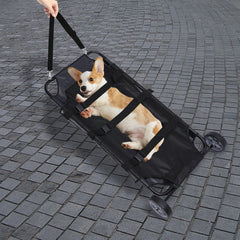 Foldable Pet Stretcher Trolley with Adjustable Shoulder Strap – Waterproof, Heavy-Duty Transport (Max Load 110 lbs)