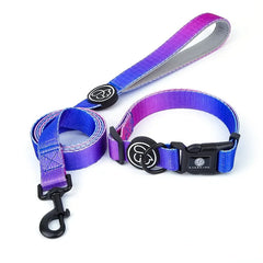 Gradient Color Dog Collar & Leash Set – Luxury Personalized Harness for Small, Medium & Large Dogs