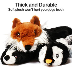 Stuffingless Plush Squeaky Dog Toy with Crinkle Sounds