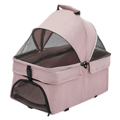 Foldable Pet Travel Stroller with 4 Wheels – Puppy Carrier Cart & Car Seat with Sun Shade for Small/Medium Pets