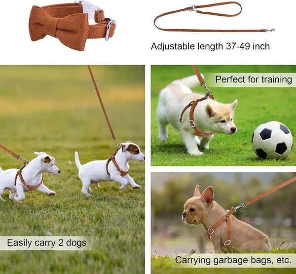 Dog Harness and Leash Set No Pull Adjustable Puppy Harness with Multifunction Dog Leash and Collar Soft No Choke Escape Proof