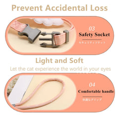 Sweet Angel Wing Cat Harness 120cm Leash Outdoor Cat Dog Harness and Leash Set Water Proof Vest Chest Strap Kitten Accessories