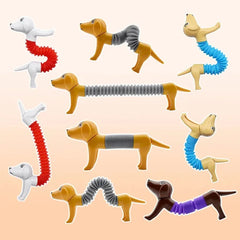 4PCS Dog Telescopic Pop Tubes – Autism Sensory Fidget Toys for Kids & Party Favors