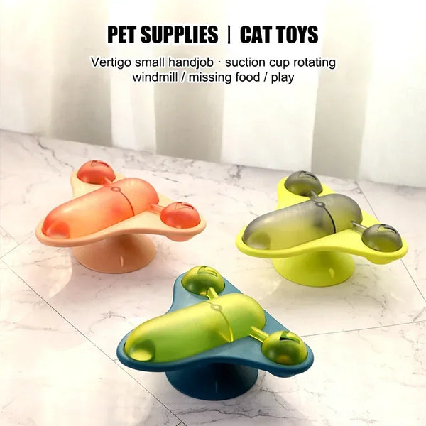 Rotating Flying Chair Cat Teaser Toy – Interactive Food Dispensing Cat Toy