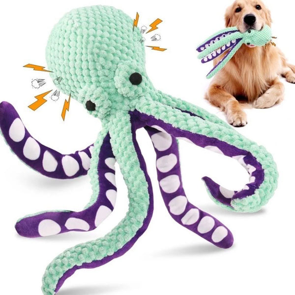 Plush Octopus Dog Toy – Interactive Squeaky Companion