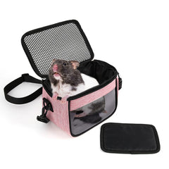 Portable Hamster & Guinea Pig Carrier Bag – Breathable Travel Case with Detachable Strap for Small Pets