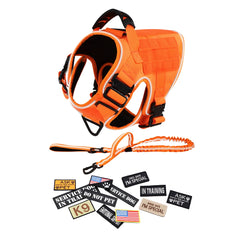 Reflective Dog Harness with 4 Metal Buckles Military Pet Training Vest Harnesses Leash Patches Tactical Large Dogs Accessories