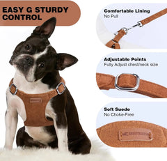 Dog Harness and Leash Set No Pull Adjustable Puppy Harness with Multifunction Dog Leash and Collar Soft No Choke Escape Proof