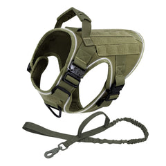 Reflective Dog Harness with 4 Metal Buckles Military Pet Training Vest Harnesses Leash Patches Tactical Large Dogs Accessories